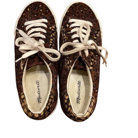 Madewell Sidewalk Low-Top Sneakers in Painted Leopard Colorblock Calf Hair 8 - Picture 5 of 11